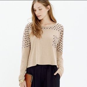 Madewell Polka Dot Drop Shoulder Pocket Tee (S)